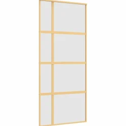 vidaXL Porte coulissante doré 90x205 cm verre ESG dépoli et aluminium