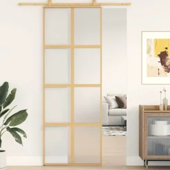 vidaXL Porte coulissante doré 76x205 cm verre ESG dépoli et aluminium