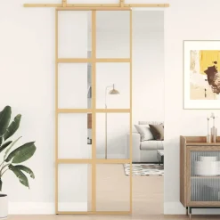 vidaXL Porte coulissante doré 76x205 cm verre ESG clair et aluminium