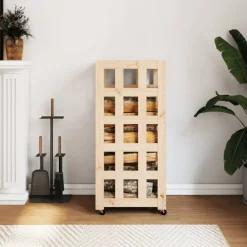 vidaXL Porte-bûches avec roulettes 40x49x110 cm bois massif de pin