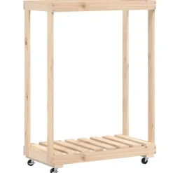 vidaXL Porte-bûches avec roulettes 76,5x40x108 cm bois massif de pin