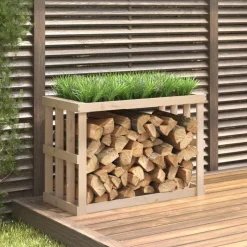 vidaXL Porte-bûches d’extérieur 108x52x74 cm Bois massif de pin