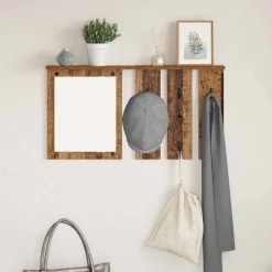 vidaXL Porte-manteau mural avec étagère Bois ancien 85 x 10 x 45 cm