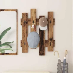 vidaXL Porte-manteau mural Montage mural Bois ancien 60 x 3 x 82 cm