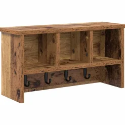 vidaXL Porte-manteau mural avec étagère Bois ancien 50 x 16 x 26 cm