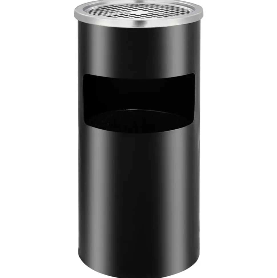 vidaXL Poubelle à cendrier murale Acier 26 L Noir