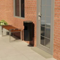vidaXL Poubelle à cendrier murale Acier 26 L Noir