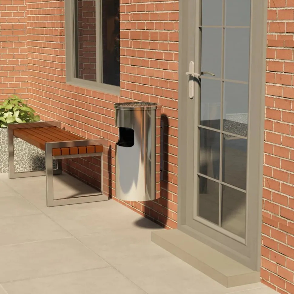 vidaXL Poubelle à cendrier murale Acier inoxydable 26 L