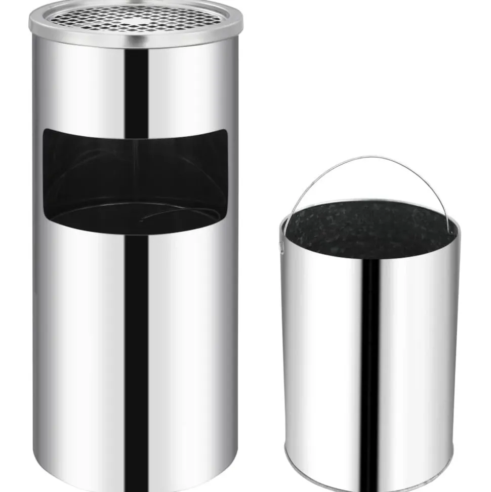 vidaXL Poubelle à cendrier murale Acier inoxydable 26 L