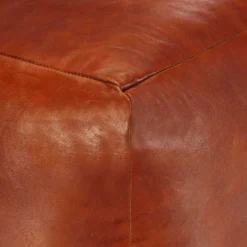 vidaXL Pouf 40 x 40 x 40 cm Brun roux Cuir véritable de chèvre