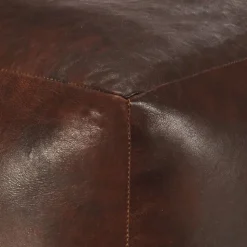vidaXL Pouf 40 x 40 x 40 cm Marron foncé Cuir véritable de chèvre