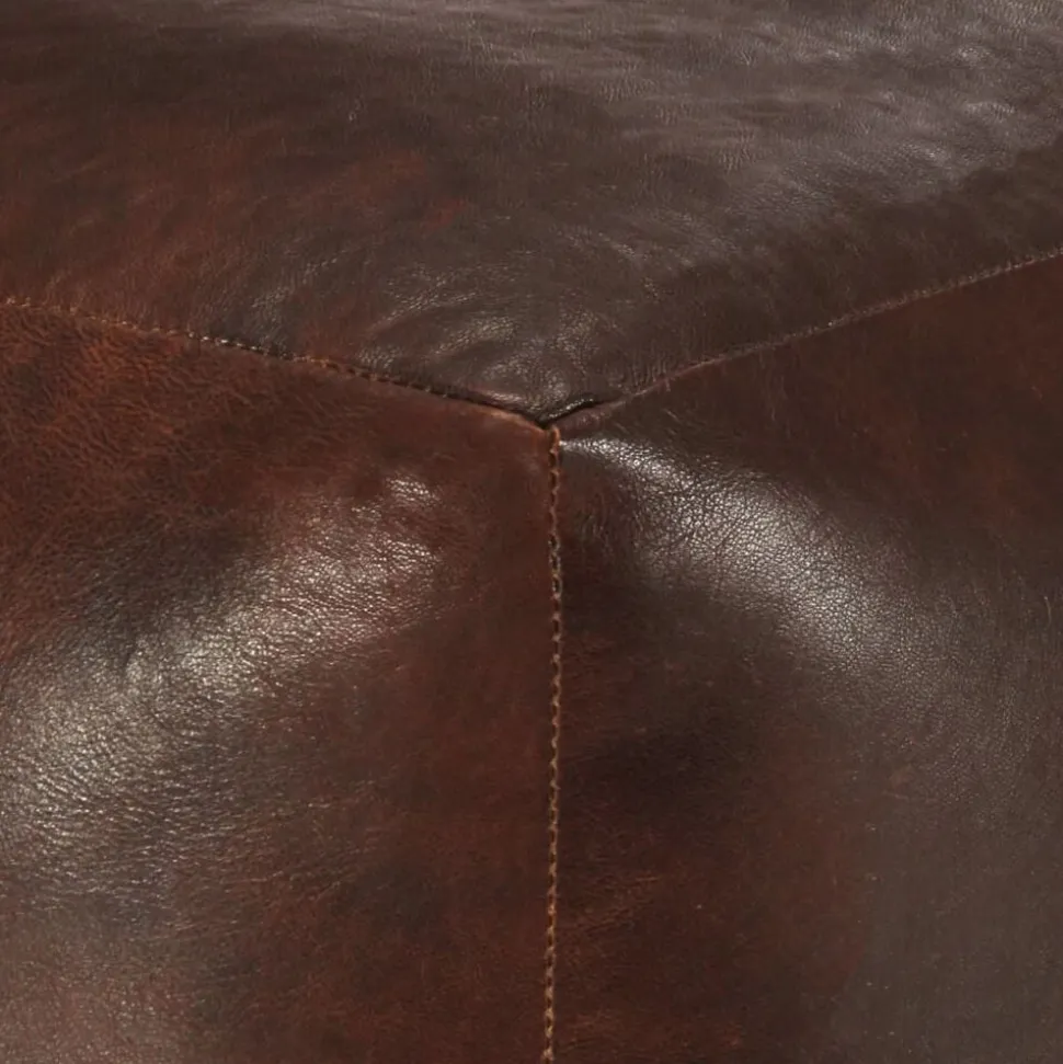 vidaXL Pouf 40 x 40 x 40 cm Marron foncé Cuir véritable de chèvre
