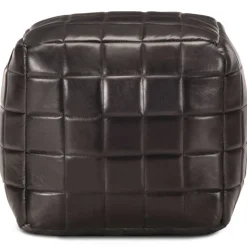 vidaXL Pouf 40 x 40 x 40 cm Noir Cuir véritable de chèvre