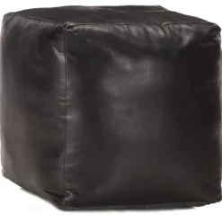 vidaXL Pouf 40 x 40 x 40 cm Noir Cuir véritable de chèvre