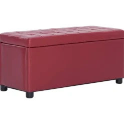 vidaXL Pouf de rangement 87,5 cm Rouge bordeaux Similicuir