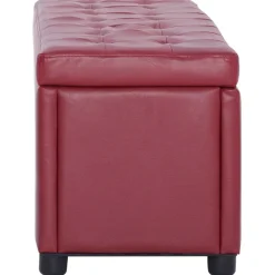 vidaXL Pouf de rangement 87,5 cm Rouge bordeaux Similicuir