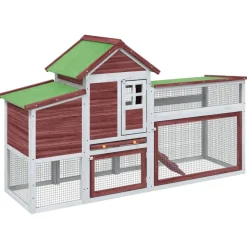 vidaXL Poulailler moka 186,5x58,5x113 cm bois massif de pin