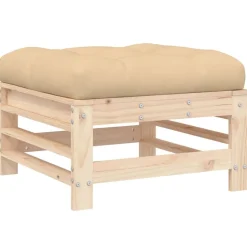 vidaXL Repose-pied de jardin avec coussin bois de pin massif