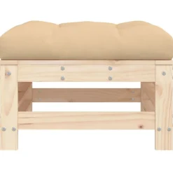 vidaXL Repose-pied de jardin avec coussin bois de pin massif