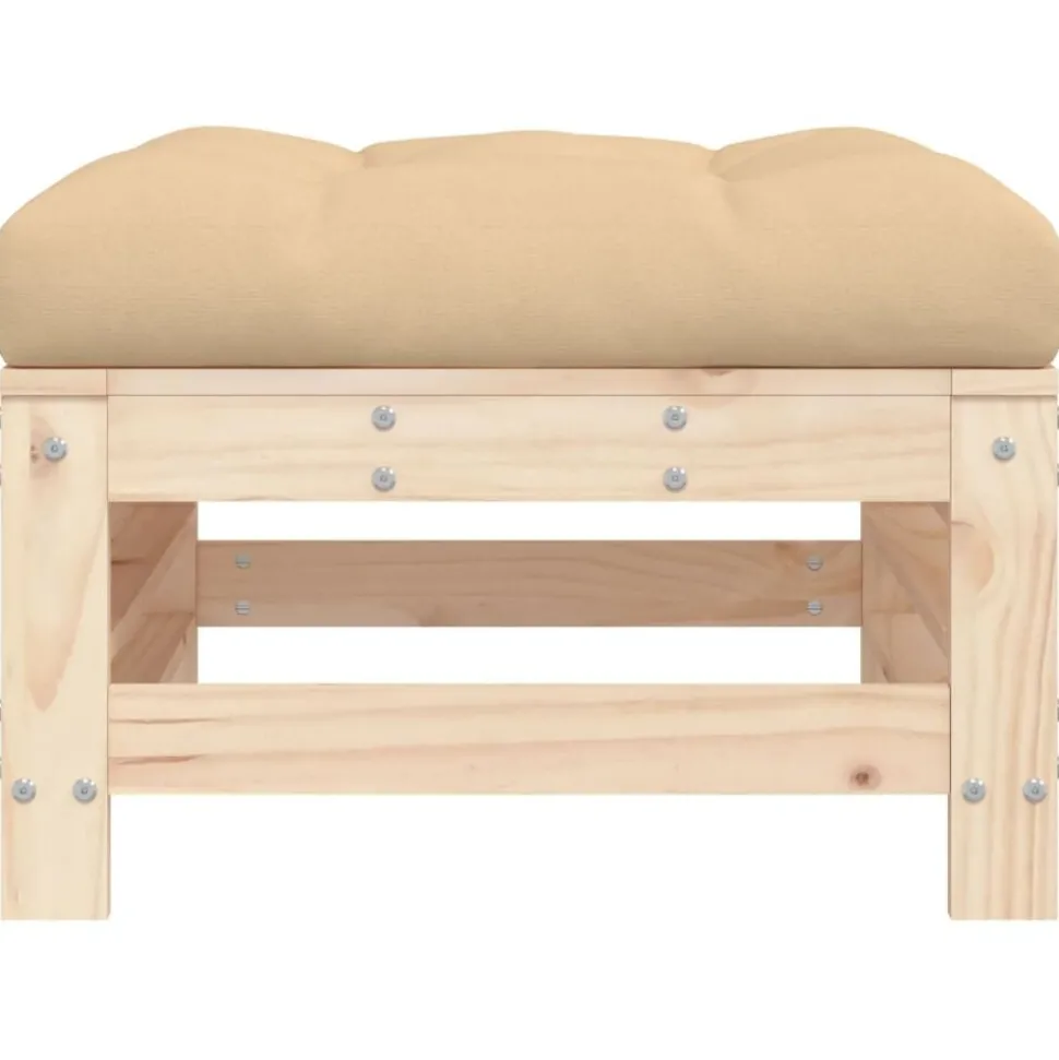 vidaXL Repose-pied de jardin avec coussin bois de pin massif