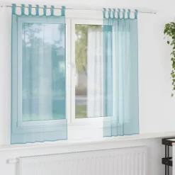 vidaXL Rideaux en voile avec passe-tringles 2 pcs turquoise