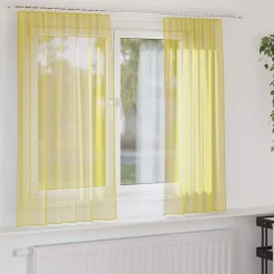 vidaXL Rideaux en voile avec passe-tringles 2 pcs jaune