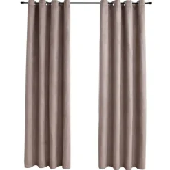 vidaXL Rideaux occultants avec anneaux en métal 2 pcs Taupe 140x175 cm