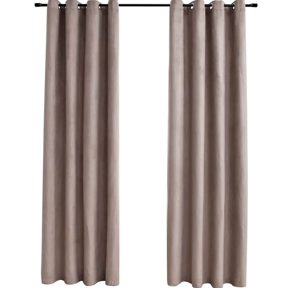 vidaXL Rideaux occultants avec anneaux en métal 2 pcs Taupe 140x175 cm