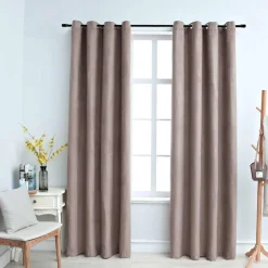 vidaXL Rideaux occultants avec anneaux en métal 2 pcs Taupe 140x175 cm