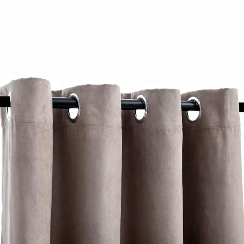 vidaXL Rideaux occultants avec anneaux en métal 2 pcs Taupe 140x175 cm