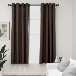 vidaXL Rideaux occultants Aspect lin avec œillets 2pcs Taupe 140x175cm