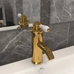 vidaXL Robinet de lavabo de salle de bain Doré 130x180 mm