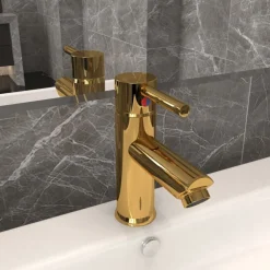 vidaXL Robinet de lavabo de salle de bain Doré 130x176 mm