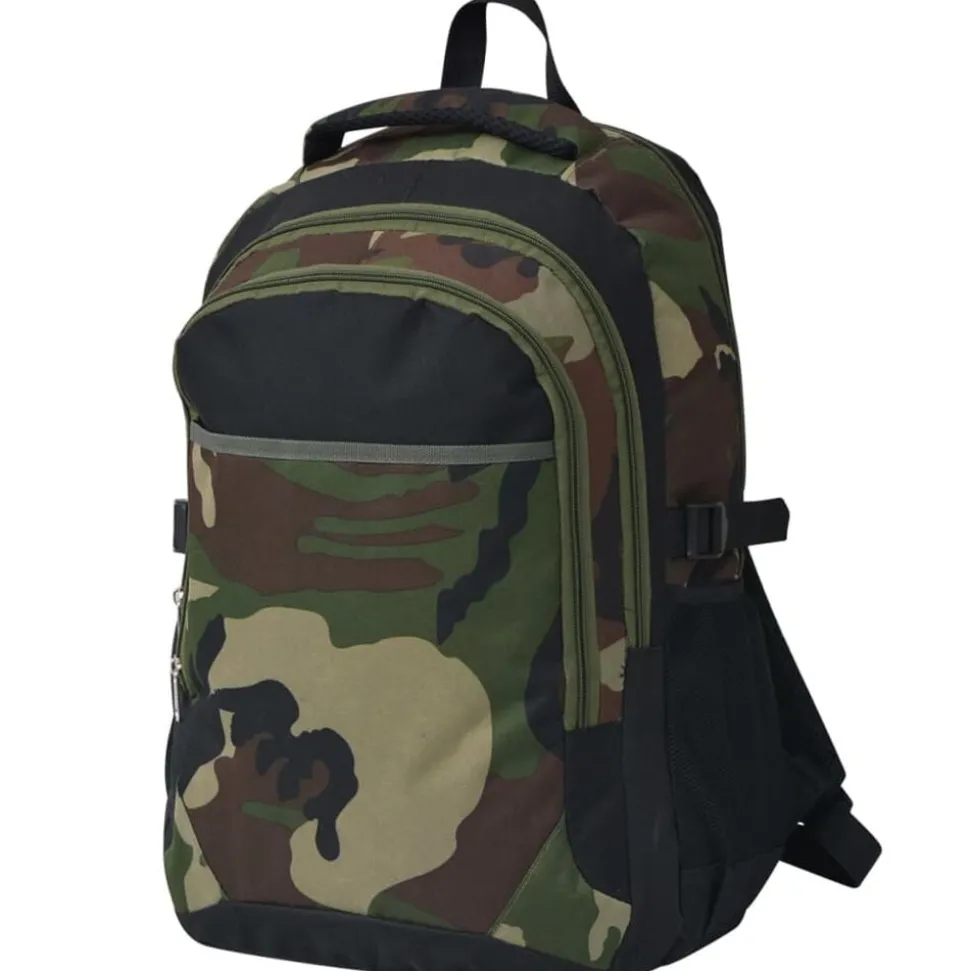 vidaXL Sac à dos d'école 40 L noir et camouflage