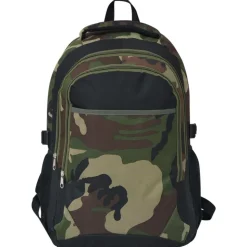vidaXL Sac à dos d'école 40 L noir et camouflage
