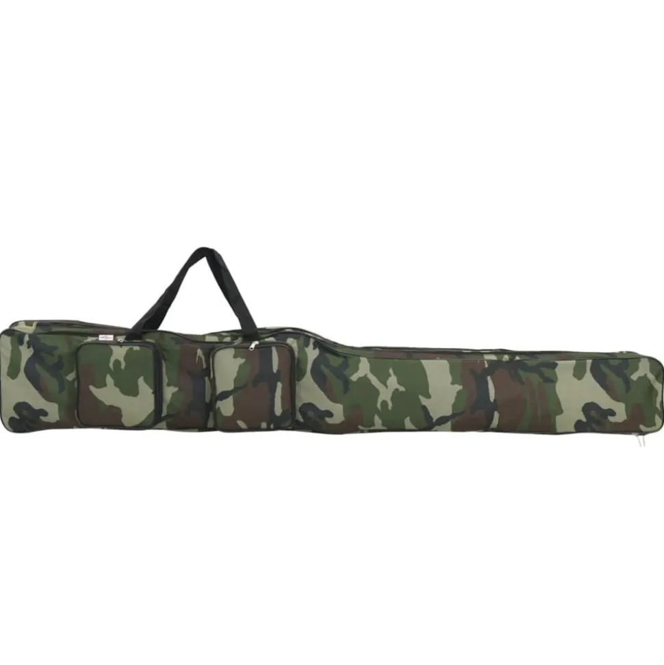 vidaXL Sac de canne à pêche vert camouflage 150 cm tissu oxford