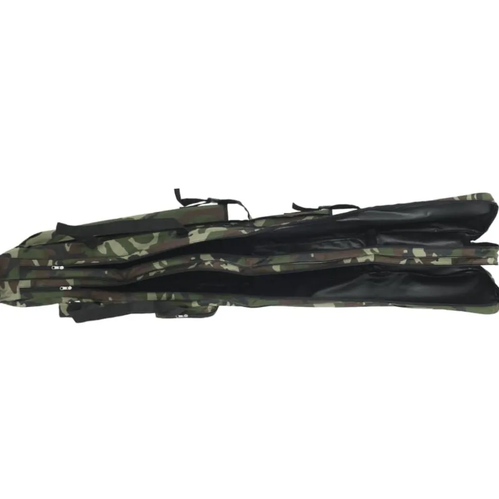 vidaXL Sac de canne à pêche vert camouflage 150 cm tissu oxford