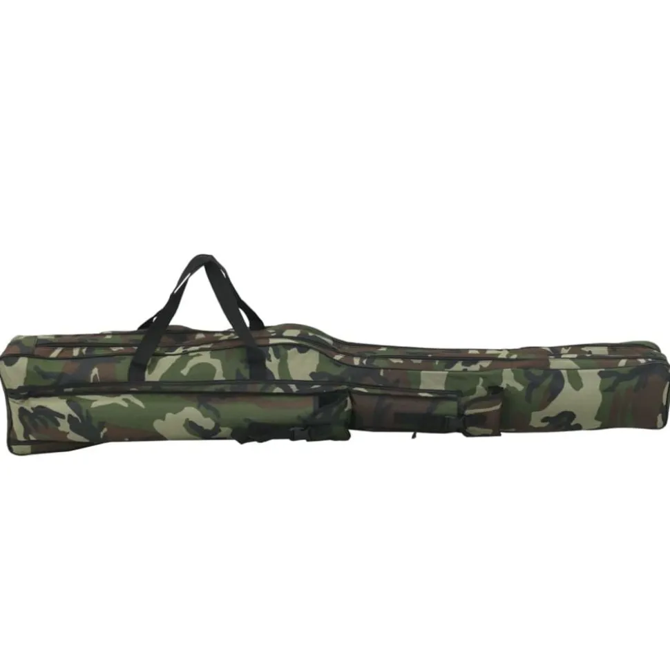 vidaXL Sac de canne à pêche vert camouflage 150 cm tissu oxford