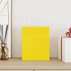 vidaXL Sacs en papier 50 pcs avec poignées jaune 18x8x22 cm