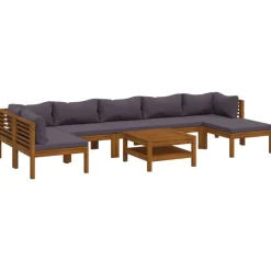 vidaXL Salon de jardin 8 pcs avec coussin Bois d'acacia solide