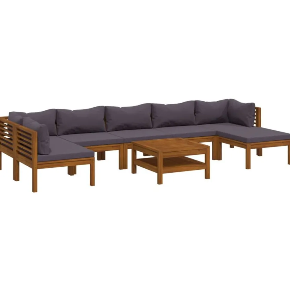 vidaXL Salon de jardin 8 pcs avec coussin Bois d'acacia solide