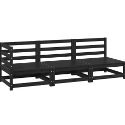 vidaXL Salon de jardin 3 pcs noir bois de pin massif