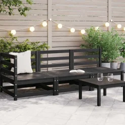 vidaXL Salon de jardin 3 pcs noir bois de pin massif