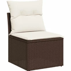 vidaXL Salon de jardin 10 pcs avec coussins marron résine tressée