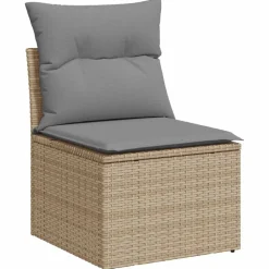 vidaXL Salon de jardin avec coussins 5 pcs beige résine tressée