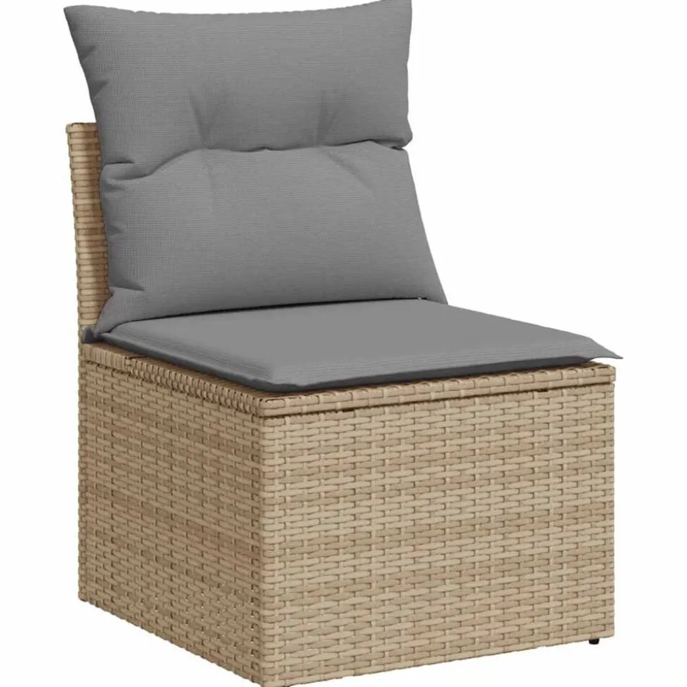 vidaXL Salon de jardin avec coussins 5 pcs beige résine tressée