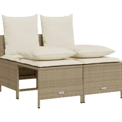 vidaXL Salon de jardin avec coussins 4 pcs beige résine tressée
