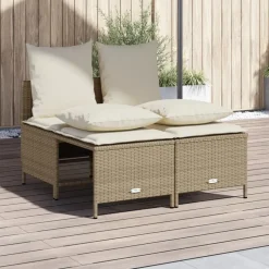 vidaXL Salon de jardin avec coussins 4 pcs beige résine tressée