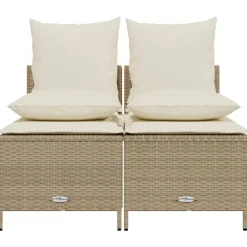 vidaXL Salon de jardin avec coussins 4 pcs beige résine tressée