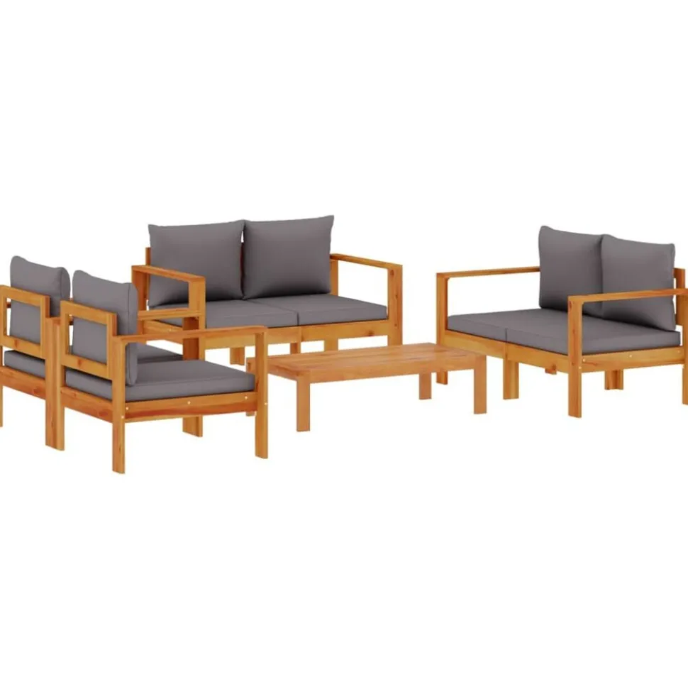 vidaXL Salon de jardin avec coussins 5 pcs Bois d'acacia solide